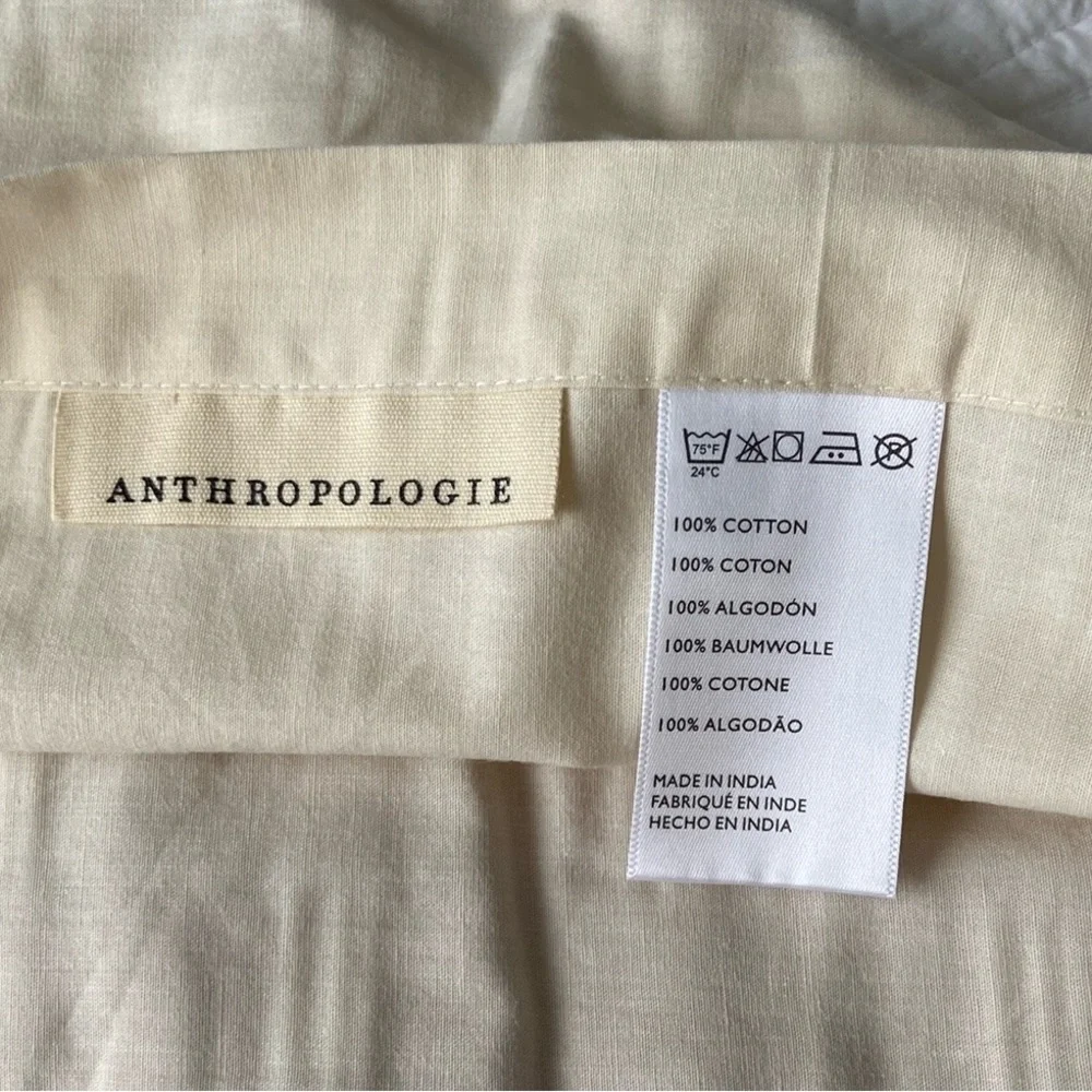Anthropologie Mareika Textured Euro Sham Pillow Cover Blush Pink Cream N…